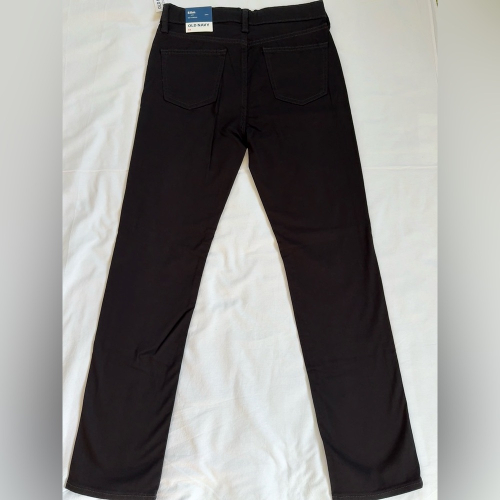 Old Navy Boys Slim Fit Built-In Tough 360 Stretch Black Pants | Size 14 NWT - Picture 3 of 5